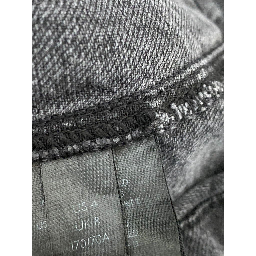 WE THE FREE Women's Washed Black Denim A-Line Zipper-Hem Mini Skirt SZ 4