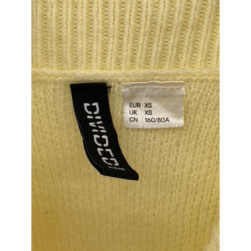 DIVIDED By H&M Women's Yellow Knit Mock-Neck NYC Patch Logo Sweater SZ XS
