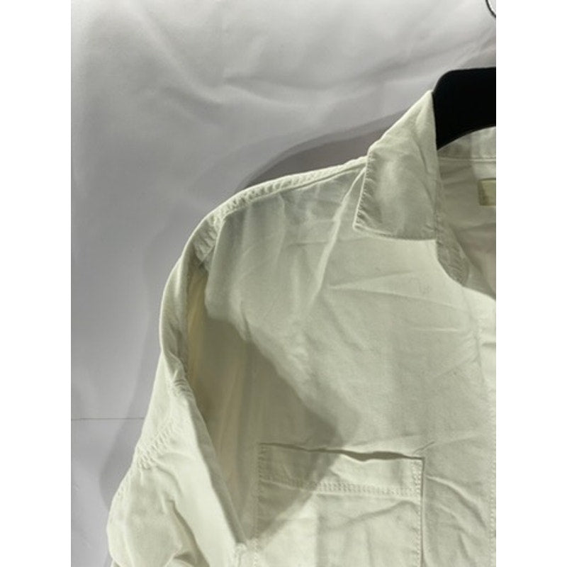 MADEWELL Women's White Cotton Courier Oversized Button-Up Patch Pocket Top SZ S