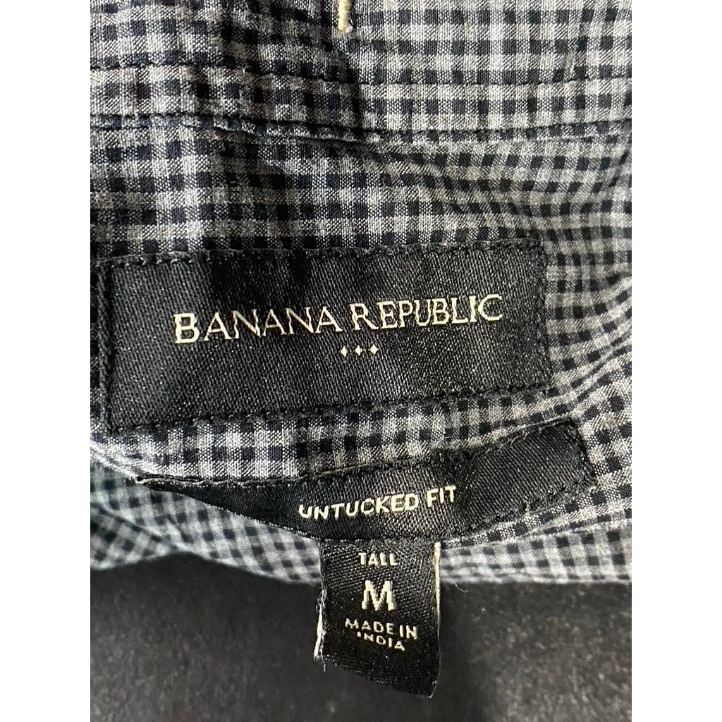 BANANA REPUBLIC Men's Tall Black Organic Untucked Button-Up Shirt SZ M/T