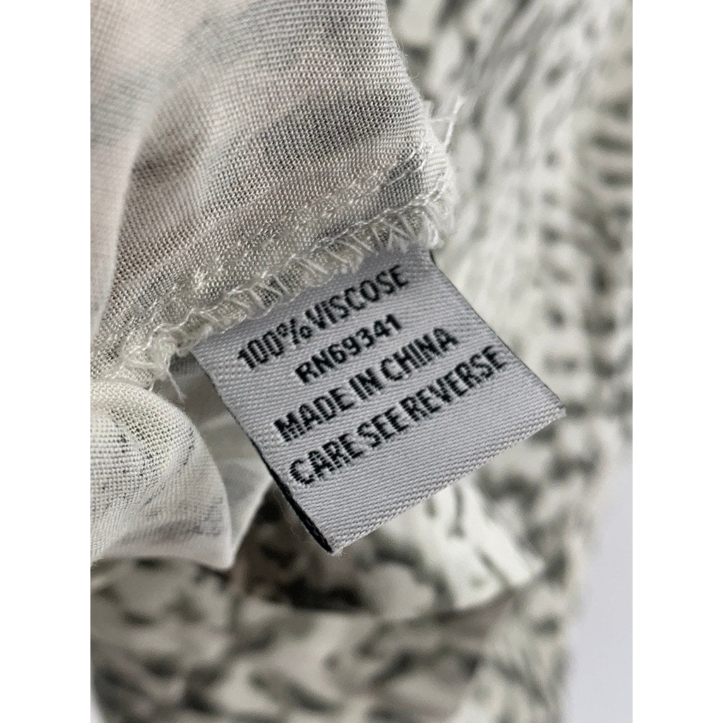 VICTORIA HARBOUR Women's Vintage White-Gray Printed Studded Lace-Up Top SZ L