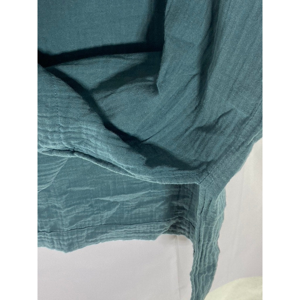 THE FROCK NYC Women's Teal Crewneck Short Sleeve Popover Midi Dress SZ S