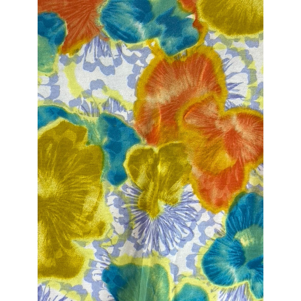 SILVIA N. Women's Multi Color Vintage Floral Crewneck Loose-Fit Crop Top SZ S