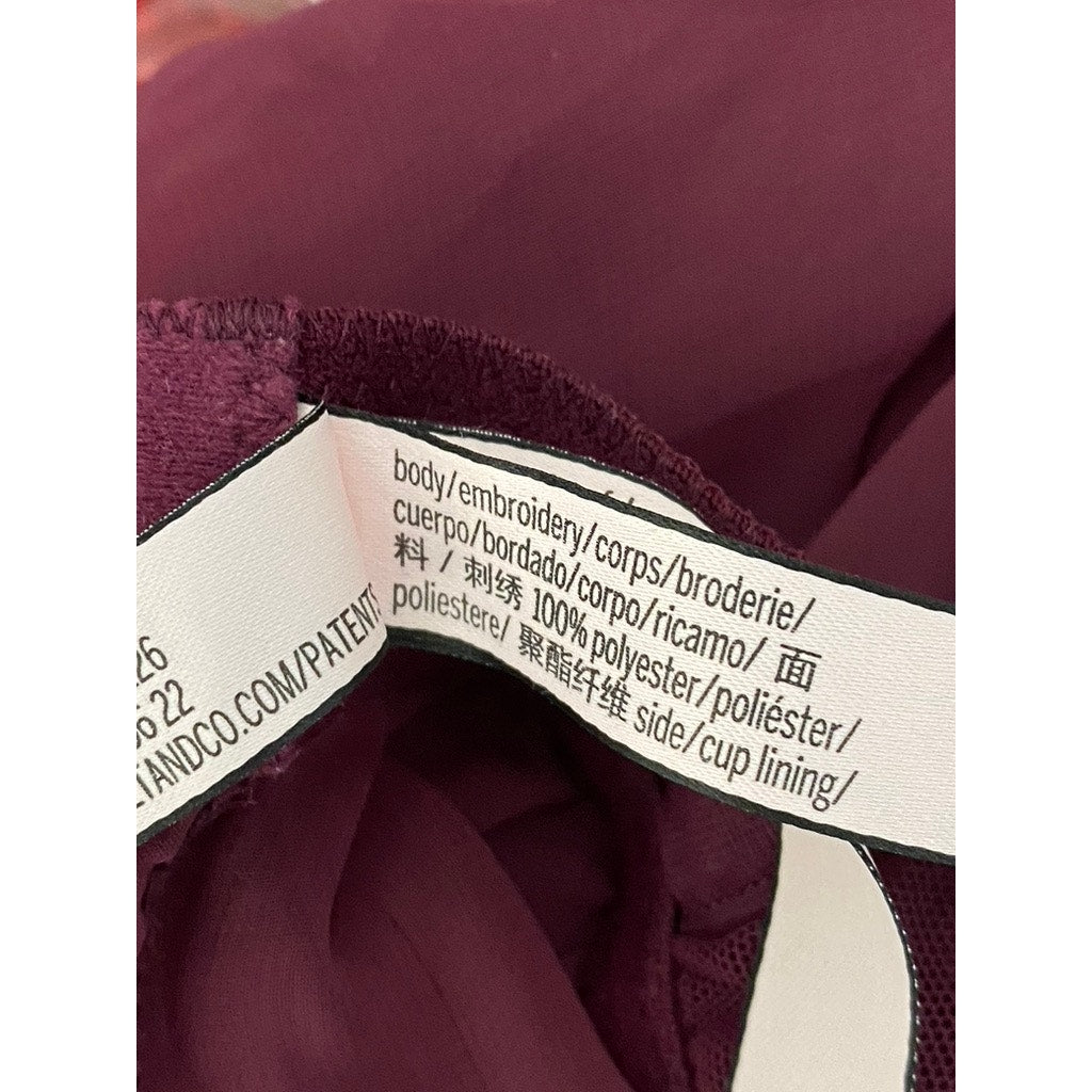 VICTORIA'S SECRET Women's Burgundy Floral Mesh Spaghetti Strap Night Gown SZ XS