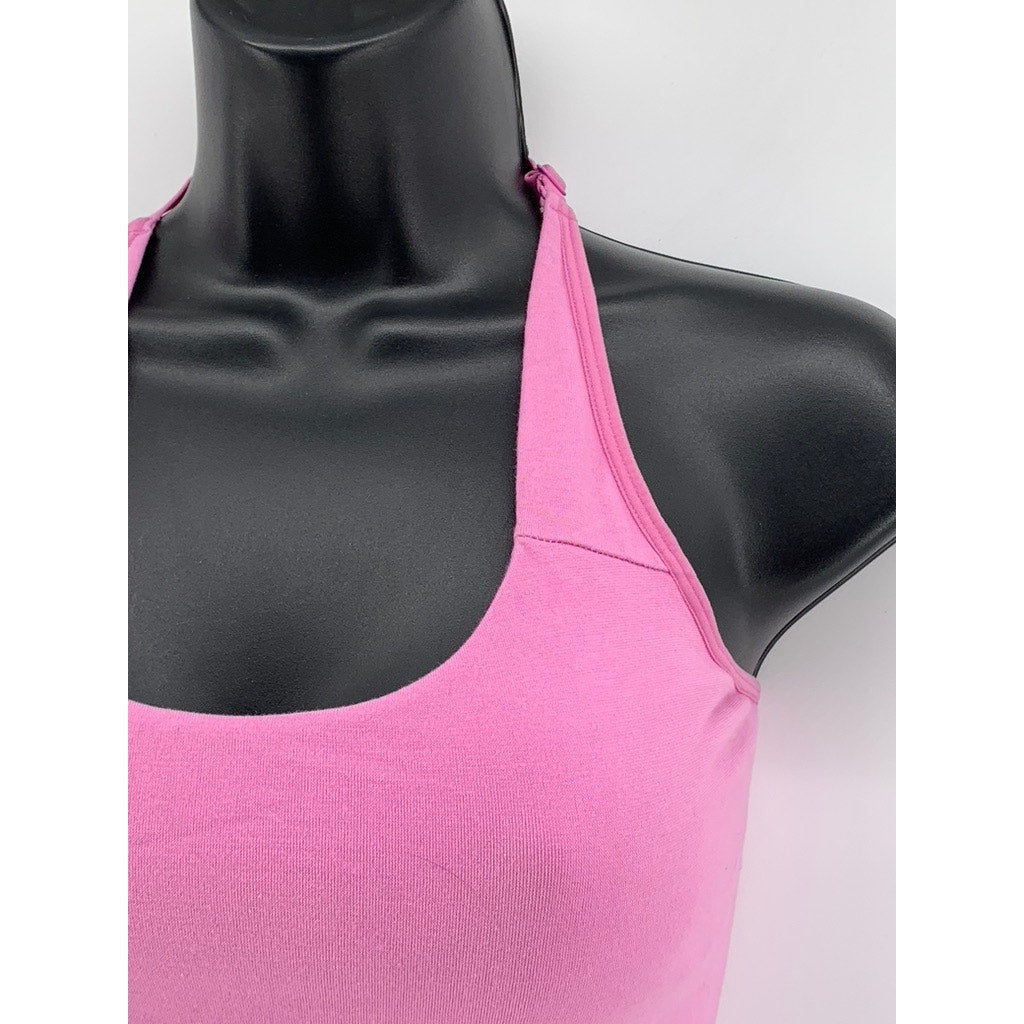 AUDEN Women's Light Pink Scoop-Neck Halter Crop Top SZ S