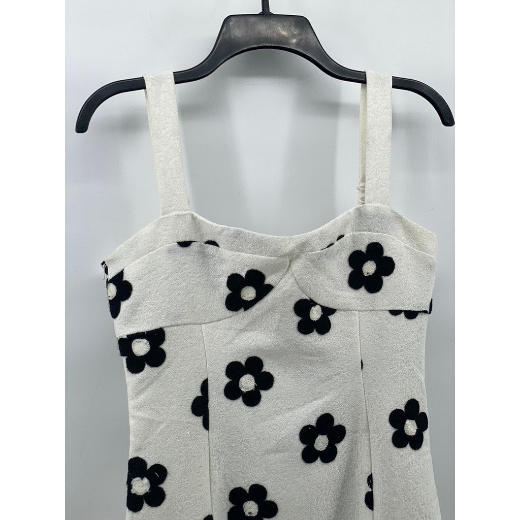 PETITE STUDIO Women's White-Black Tanya Daisy Bodycon Mini Dress SZ S