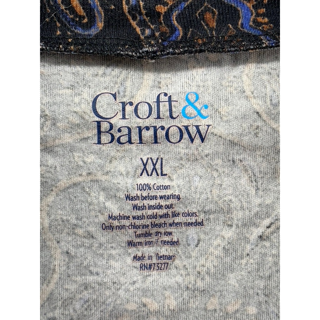 CROFT & BARROW Women's Black Paisley Printed Long Sleeve Mock-Neck Top SZ XXL