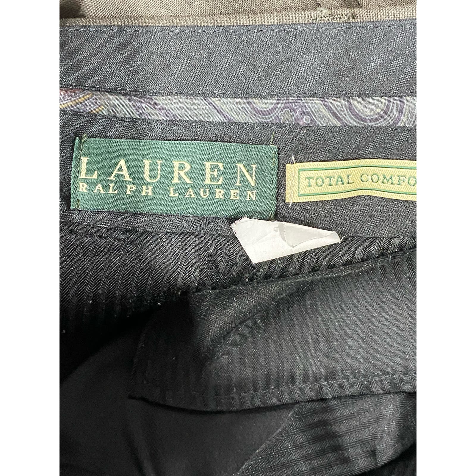 LAUREN RALPH LAUREN Men's Brown Wool Total Comfort Flat Front Pants SZ 38X32