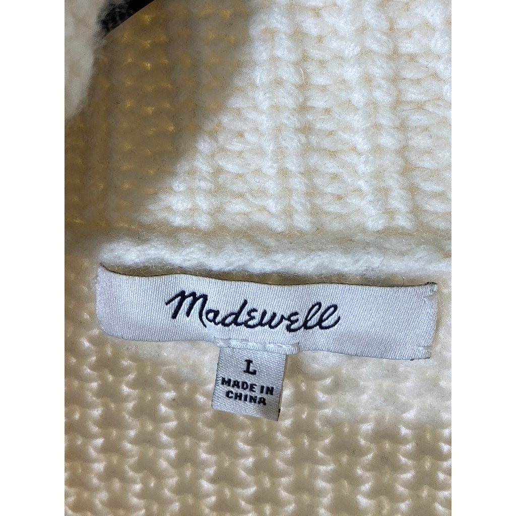 MADEWELL Women's Beige Varick Crochet Knit Turtleneck Sweater SZ L