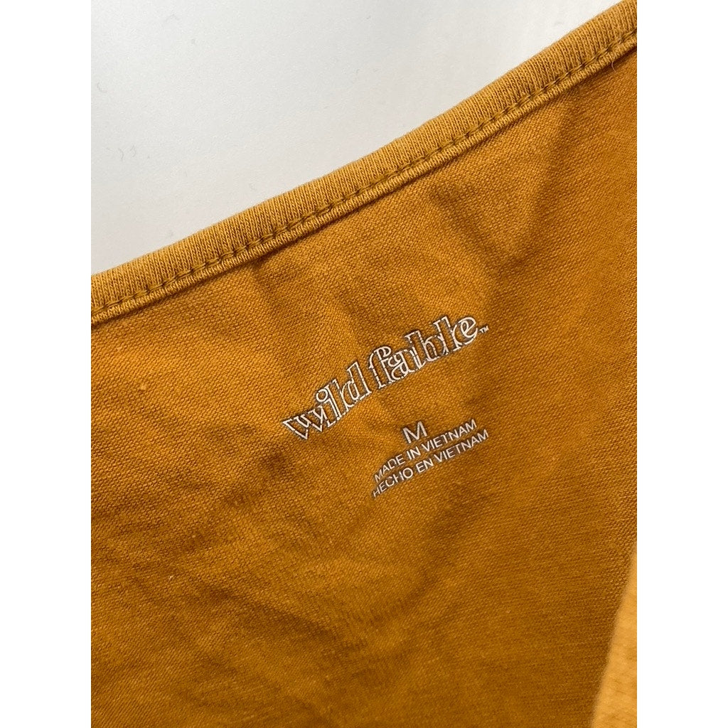 WILD FABLE Women's Gold Yellow Scoop-Neck Spaghetti Strap Cropped Tank Top SZ M