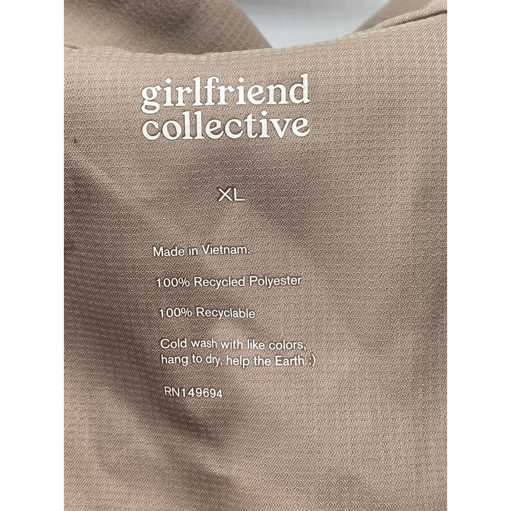 GIRLFRIEND COLLECTIVE Women’s Tan Hooded Zip-Up Jacket SZ XL