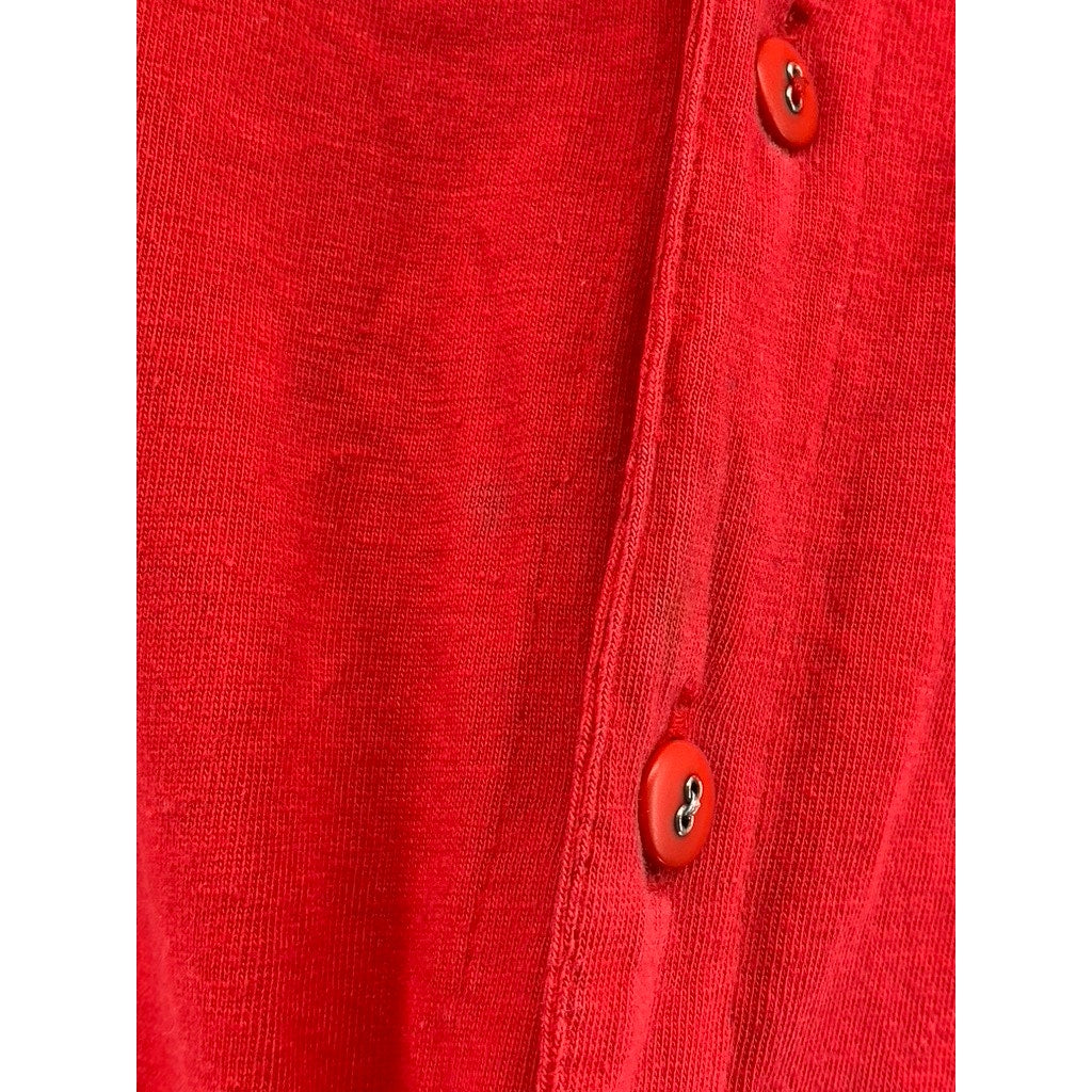 UNBRANDED Women's Red Button-Up V-Neck Short Sleeve Knit Jumpsuit SZ 12