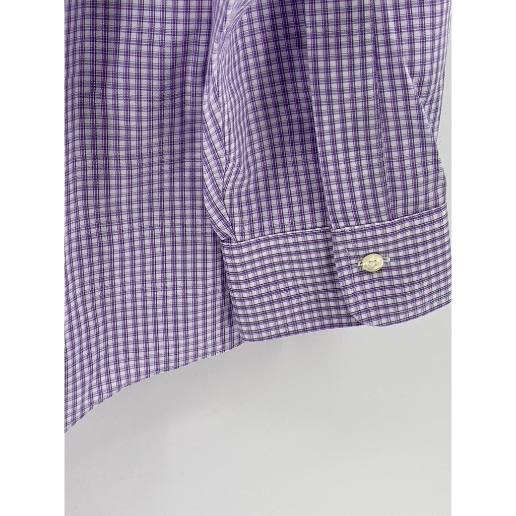 BROOKS BROTHERS Men's Purple Mini Check Button-Up Regent Shirt SZ 16/34