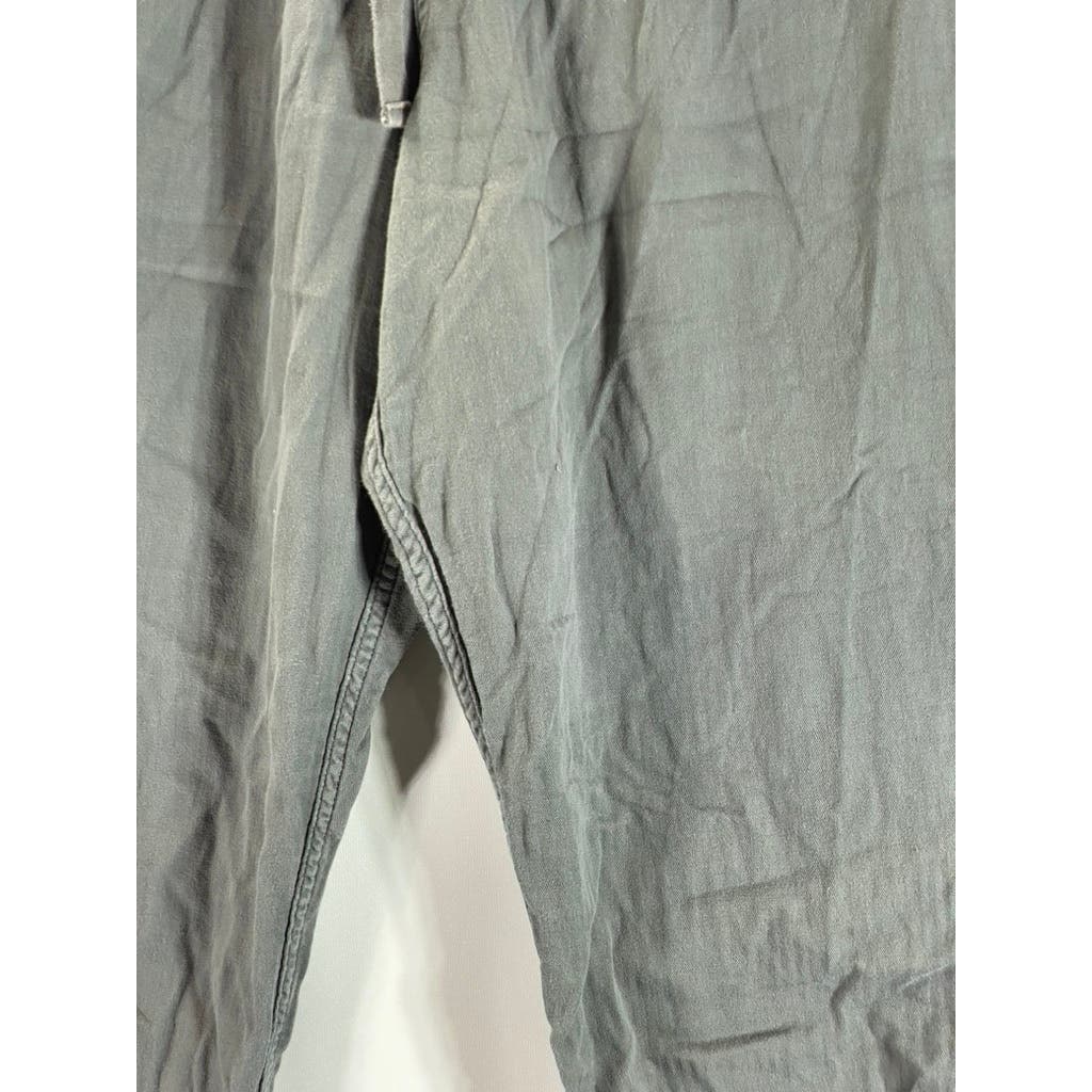 POINT SUR Women's Gray Cotton Twill Elastic Drawstring Pull-On Pants SZ 16