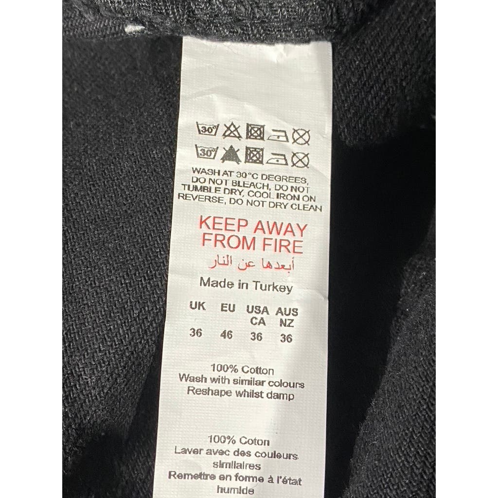 MAN BOOHOOMAN Men's Black Distressed Stretch Popper Hem Cargo Jeans SZ 36