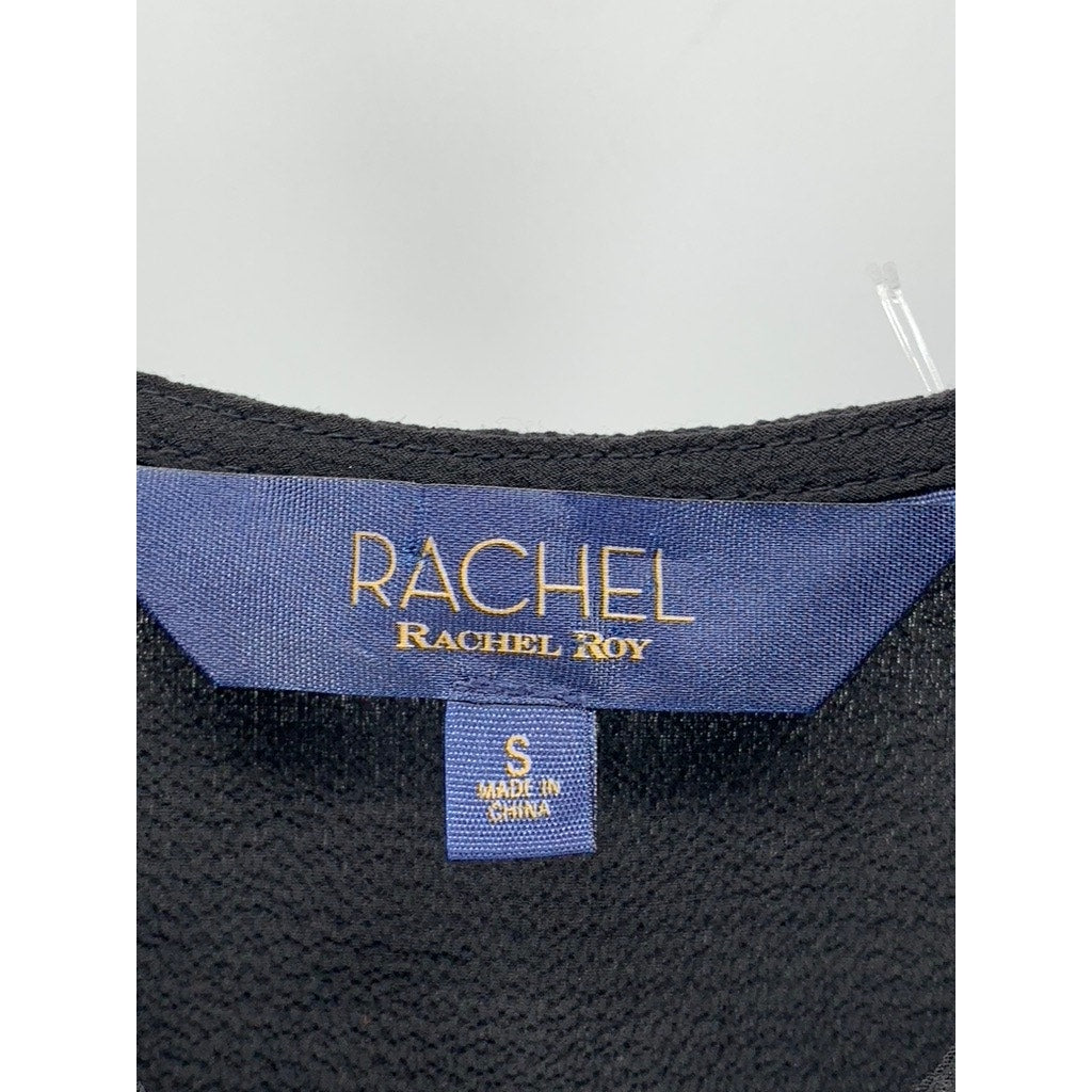 RACHEL RACHEL ROY Women's Black Split V-Neck Tie-Knot Semi-Sheer Tank Top SZ S