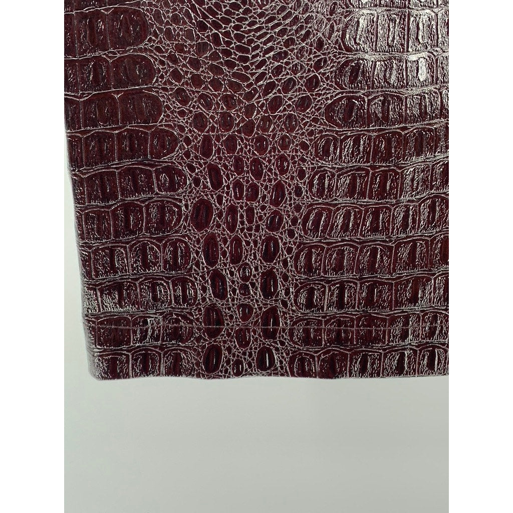 RACHEL COMEY Women's Wine Faux-Leather Snake Print Straight Midi Skirt SZ 0
