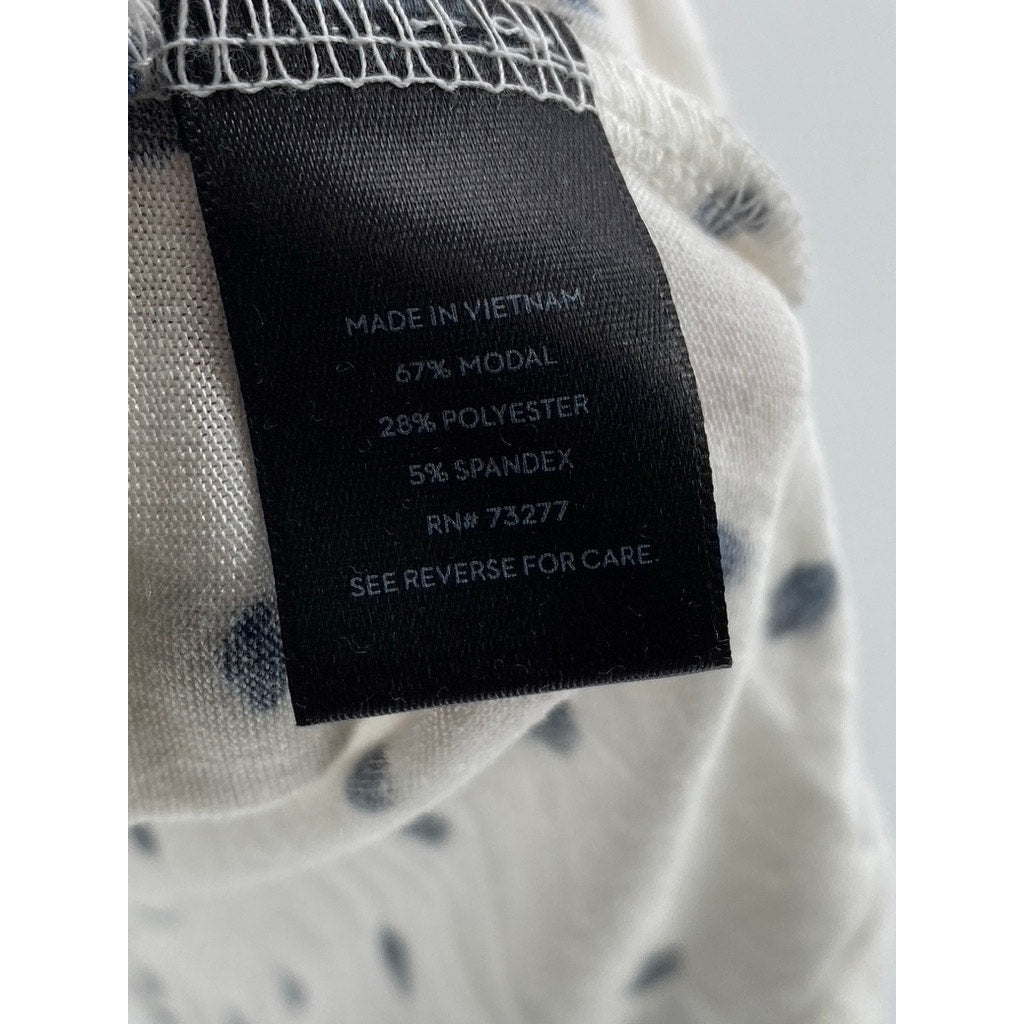 SIMPLY VERA VERA WANG Women's White-Black Polka Dot Twist Front Top SZ S
