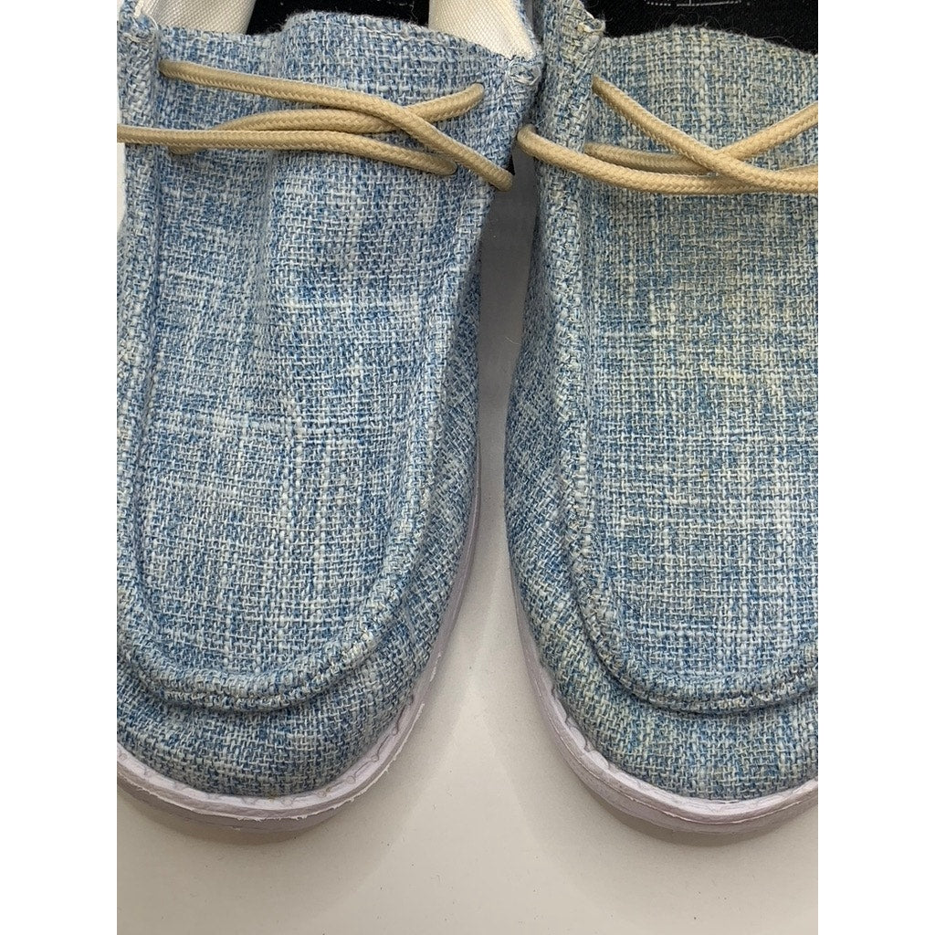 UNBRANDED Women's Blue Canvas Slip-On Loafers SZ 41(US10.5)