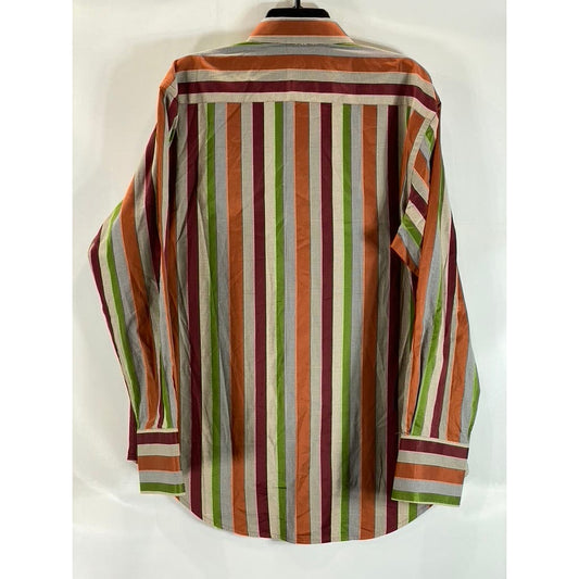 ROBERT GRAHAM Men's Multi XL Striped Button-Up Long Sleeve Flip Cuff Shirt SZ L