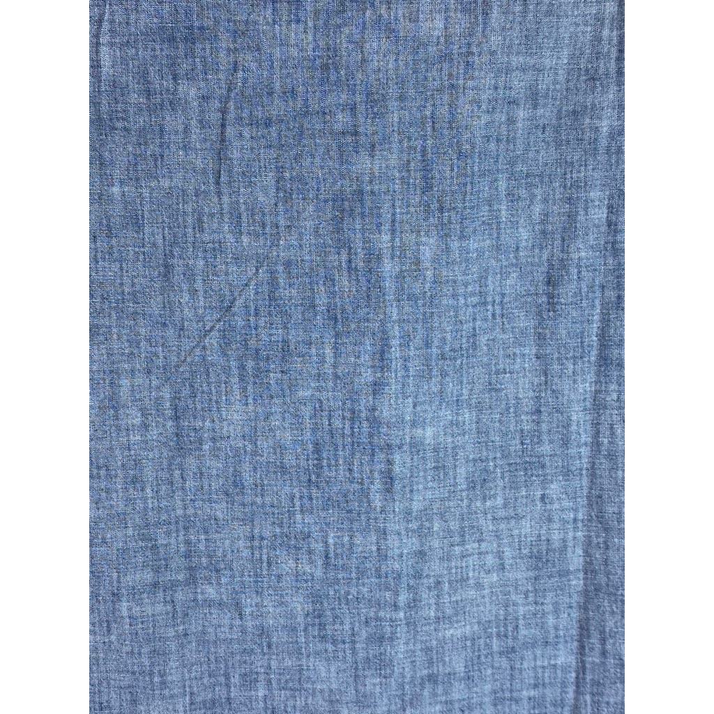 UNTUCKIT Men's Blue Chambray Terrano Slim-Fit Button-Up Short Sleeve Shirt SZ M