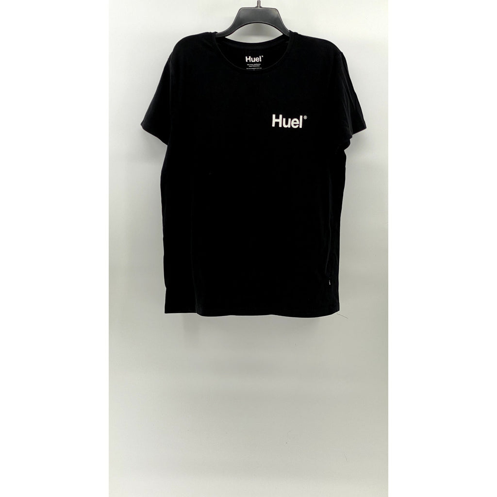 HUEL Men’s Black Logo Crewneck Regular-Fit Short Sleeve Casual T-Shirt SZ L