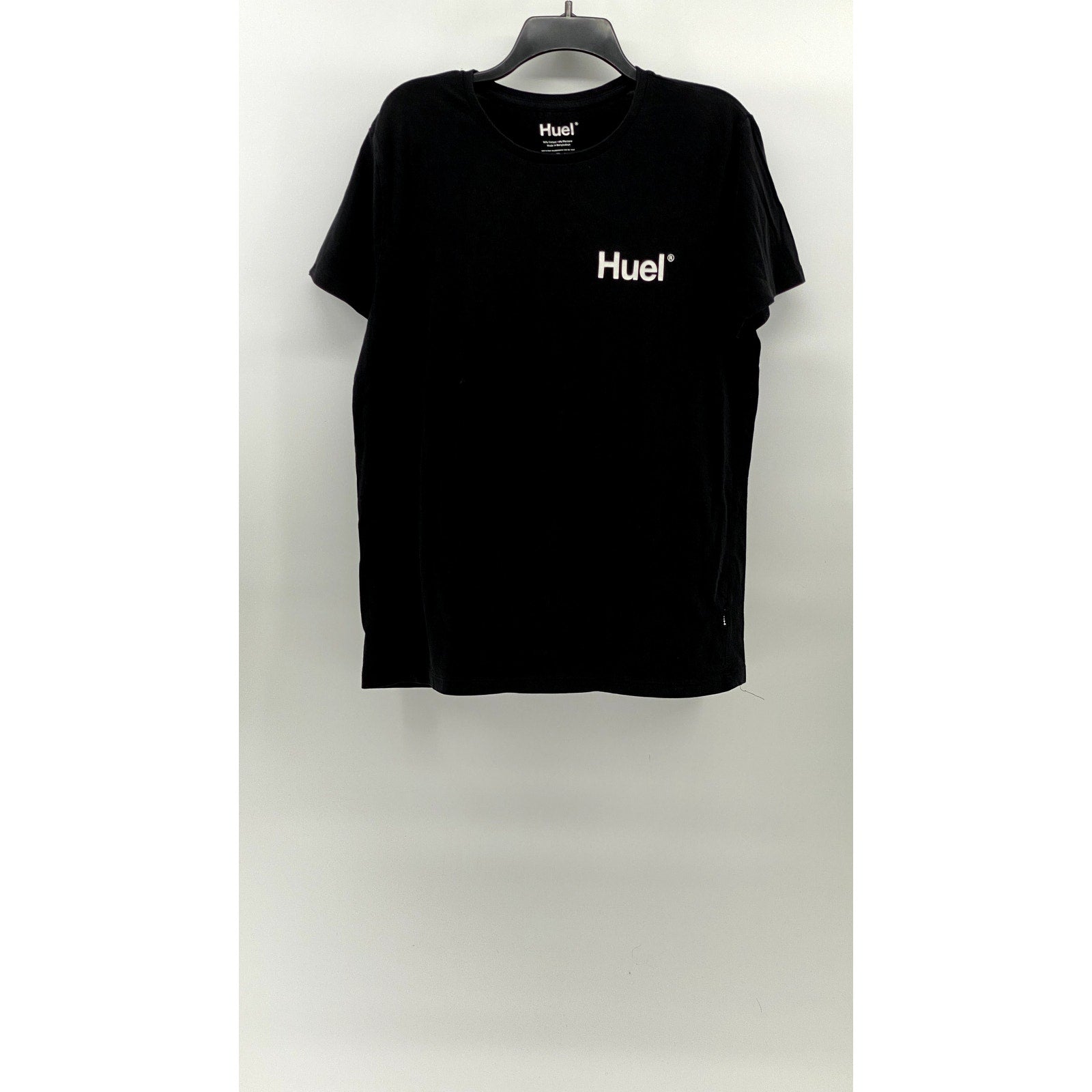 HUEL Men’s Black Logo Crewneck Regular-Fit Short Sleeve Casual T-Shirt SZ L