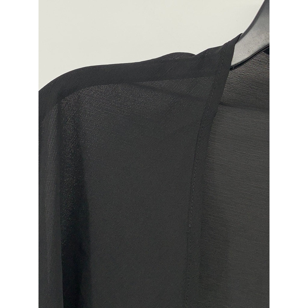 UNBRANDED Women's Black Sheer Open-Front Long Sleeve Cropped Shawl SZ S