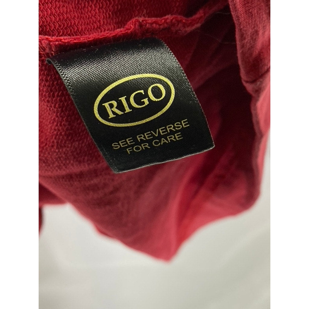 RIGO Men's Red/Black "Bronx" Logo Crewneck Casual Long Sleeve T-Shirt SZ L