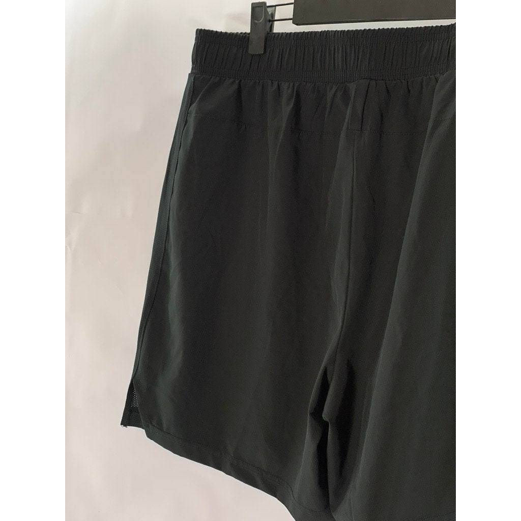 REEBOK Women's Black Solid Side-Zipper Pocket Pull-On Active Shorts SZ L