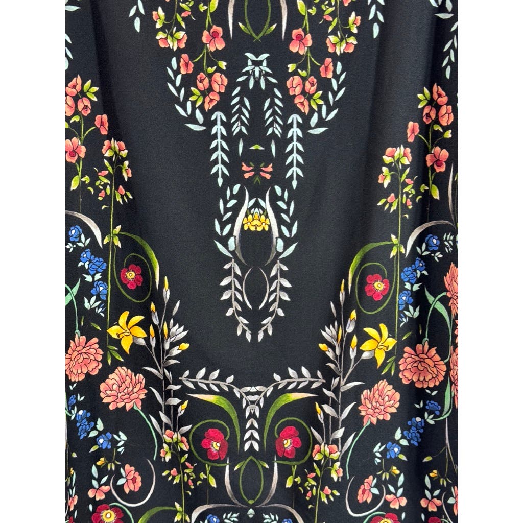 DESIGUAL Women's Black Clementine Folk Floral 3/4 Sleeve Mini Dress SZ 42(US12)