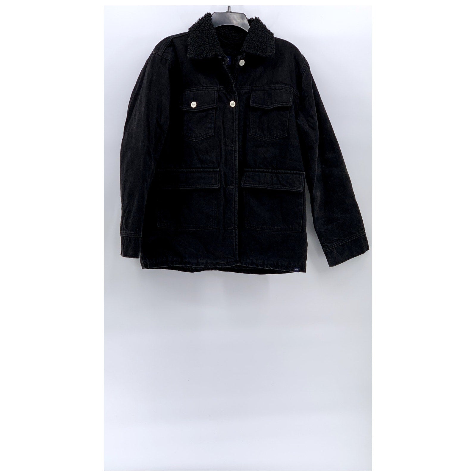 WOOD WOOD Men's Black Denim Button-Up Sherpa Lined Four Pocket Jacket SZ 40