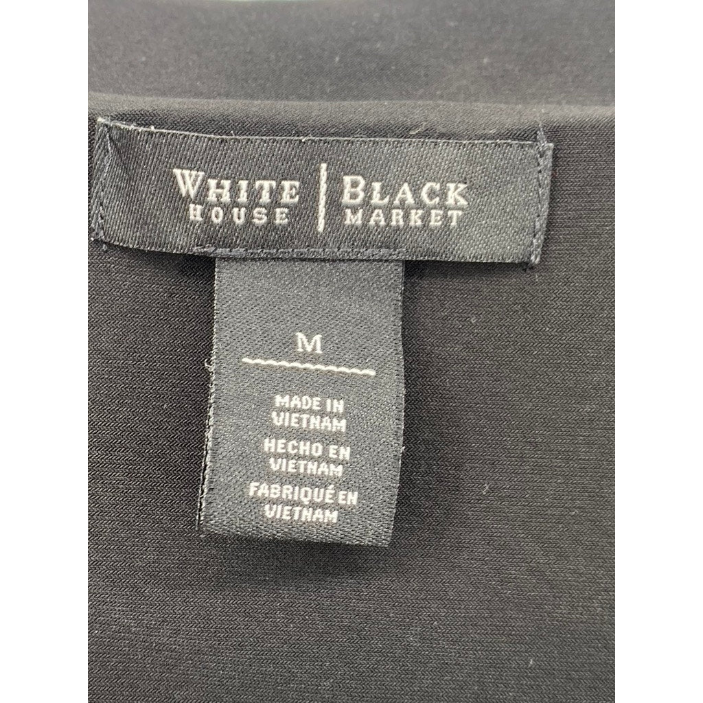 WHITE HOUSE BLACK MARKET Women's Black Geo Print 3/4 Sleeve Dress SZ M