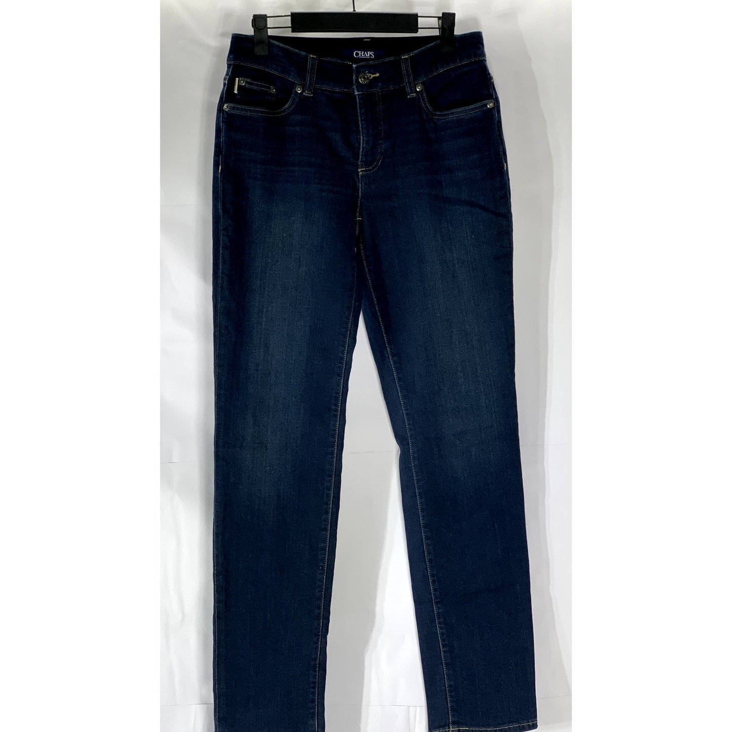 CHAPS Women's Dark Blue Denim Slim-Leg Regular-Fit Five-Pocket Jean SZ 4