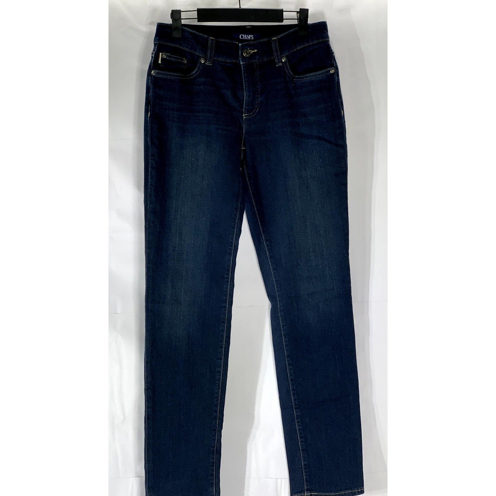CHAPS Women's Dark Blue Denim Slim-Leg Regular-Fit Five-Pocket Jean SZ 4