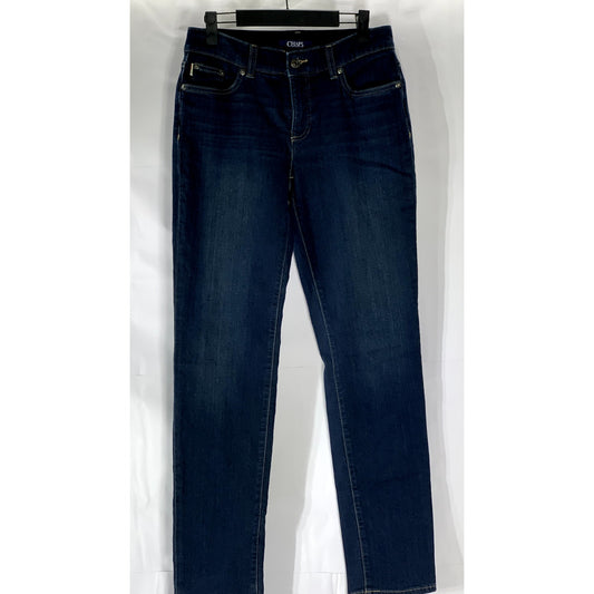 CHAPS Women's Dark Blue Denim Slim-Leg Regular-Fit Five-Pocket Jean SZ 4