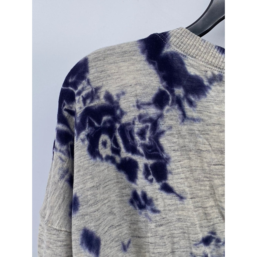 SPLENDID Women’s Blue-Gray Tie-Dye Crewneck Long Sleeve Sweater SZ XS