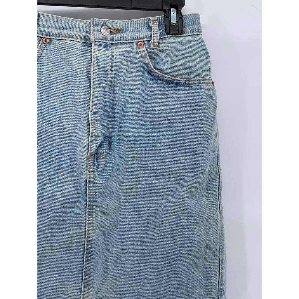 GAP Women's Junior Washed Blue Denim Straight Casual Cotton Mini Skirt SZ 7/8