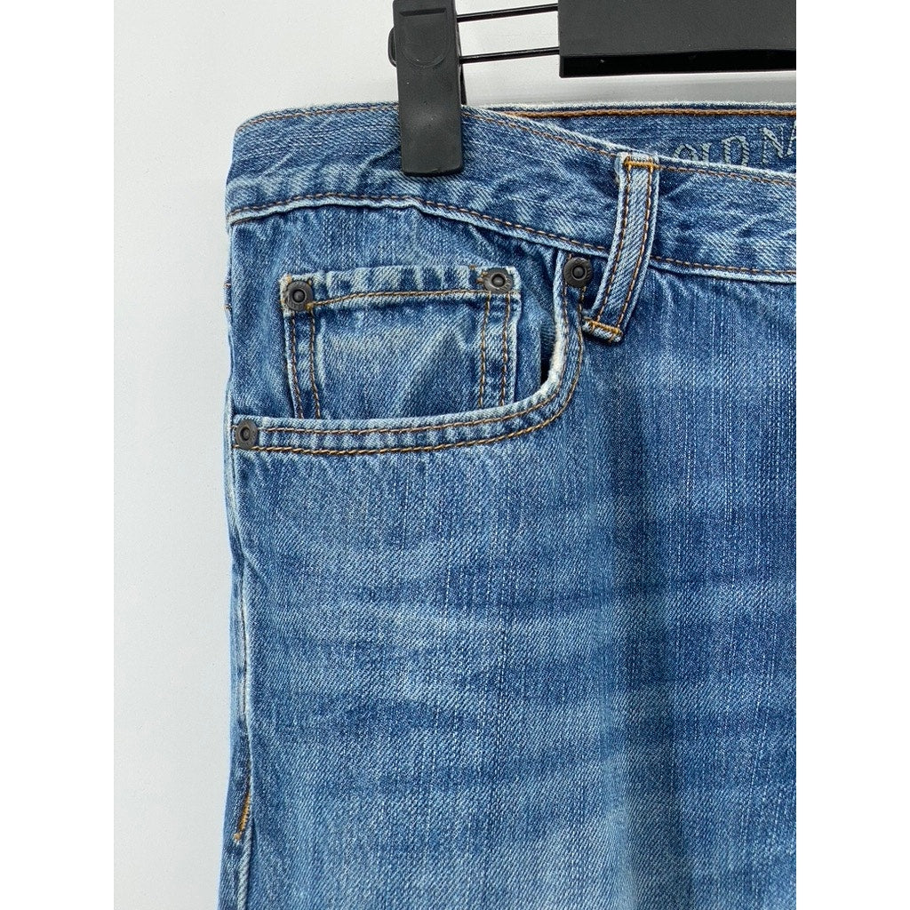 OLD NAVY Men's Light Blue Wash Distressed Slim-Fit Five Pocket Jeans SZ 33X32