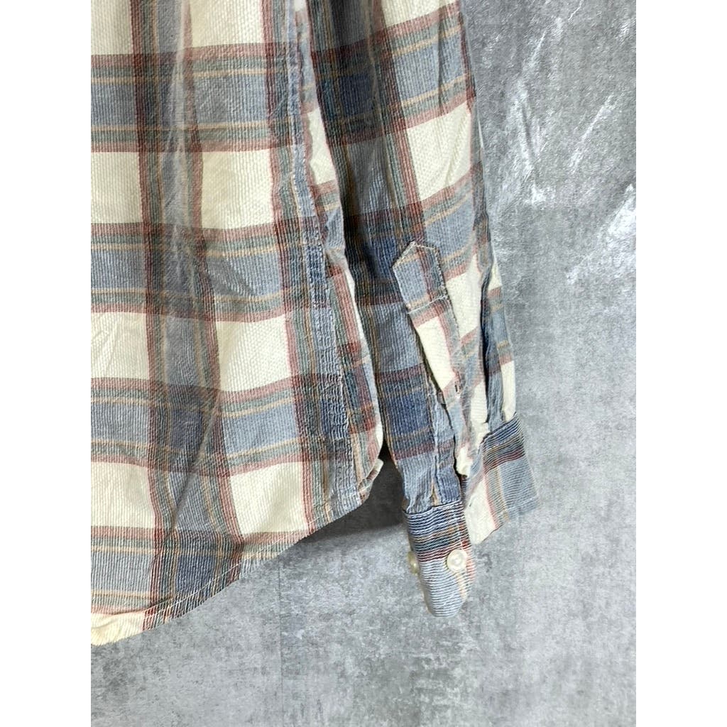 BEN SHERMAN Men's Gray Plaid Button-Up Long Sleeve Shirt SZ S