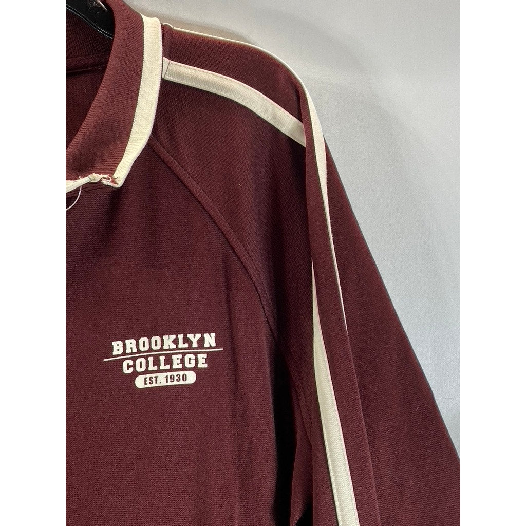 CHAMPION Men's Burgundy Brooklyn College Vintage Track Zip-Up Jacket SZ L