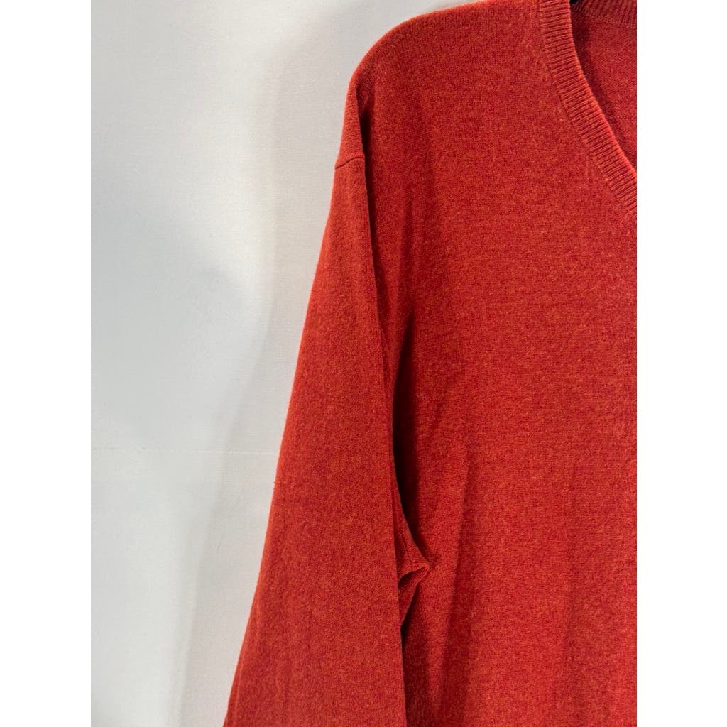 NEIMAN MARCUS Men's Orange Cloud Cashmere V-Neck Pullover Sweater SZ 2XL