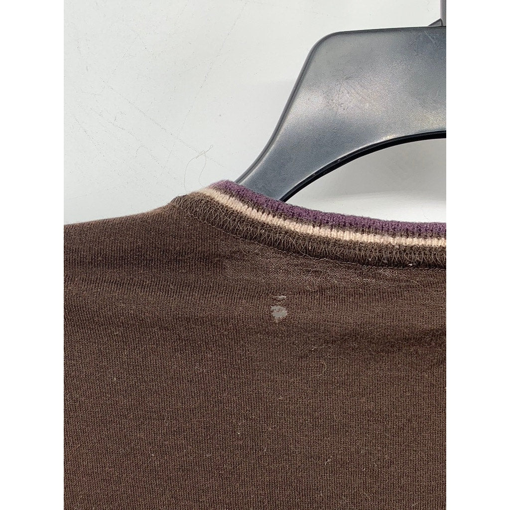 PRADA Women’s Brown Cashmere V-Neck  Distressed Y2K Top SZ S