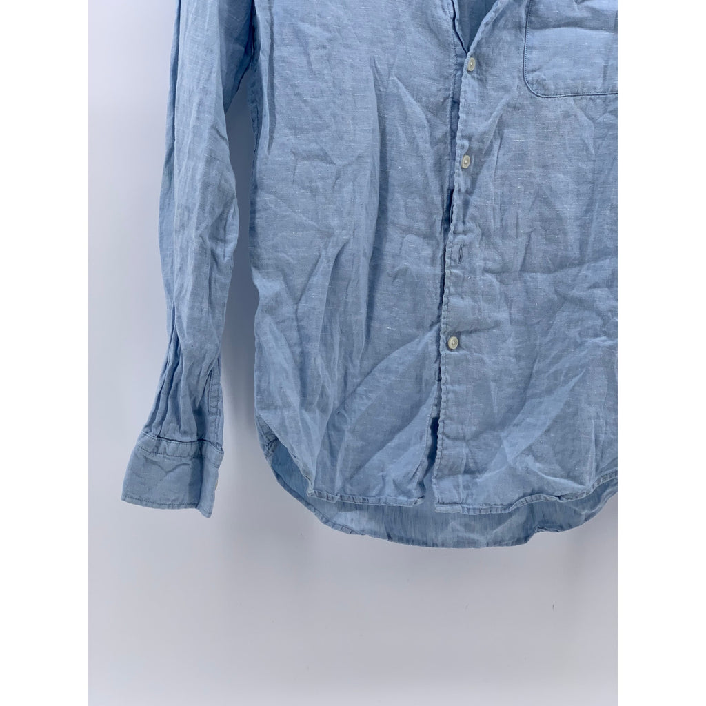 UNIQLO Men's Light Blue Linen Button-Up Long Sleeve Regular-Fit Shirt SZ XS