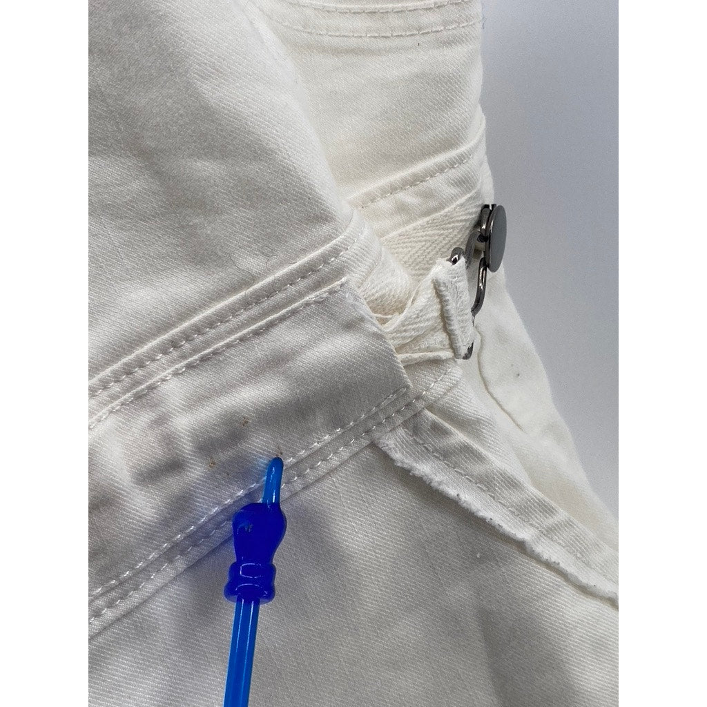 GREYLIN Women's White Denim Back-Zip Short Style Cuffed Overall SZ S