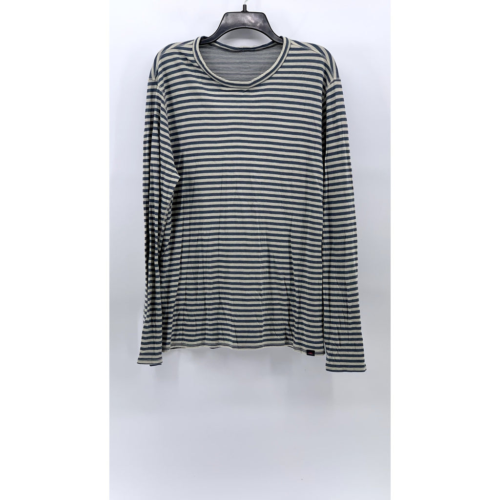 FARHERTY CLOUD Men's Gray-White Striped Scoop-Neck Long Sleeve Casual Top SZ L