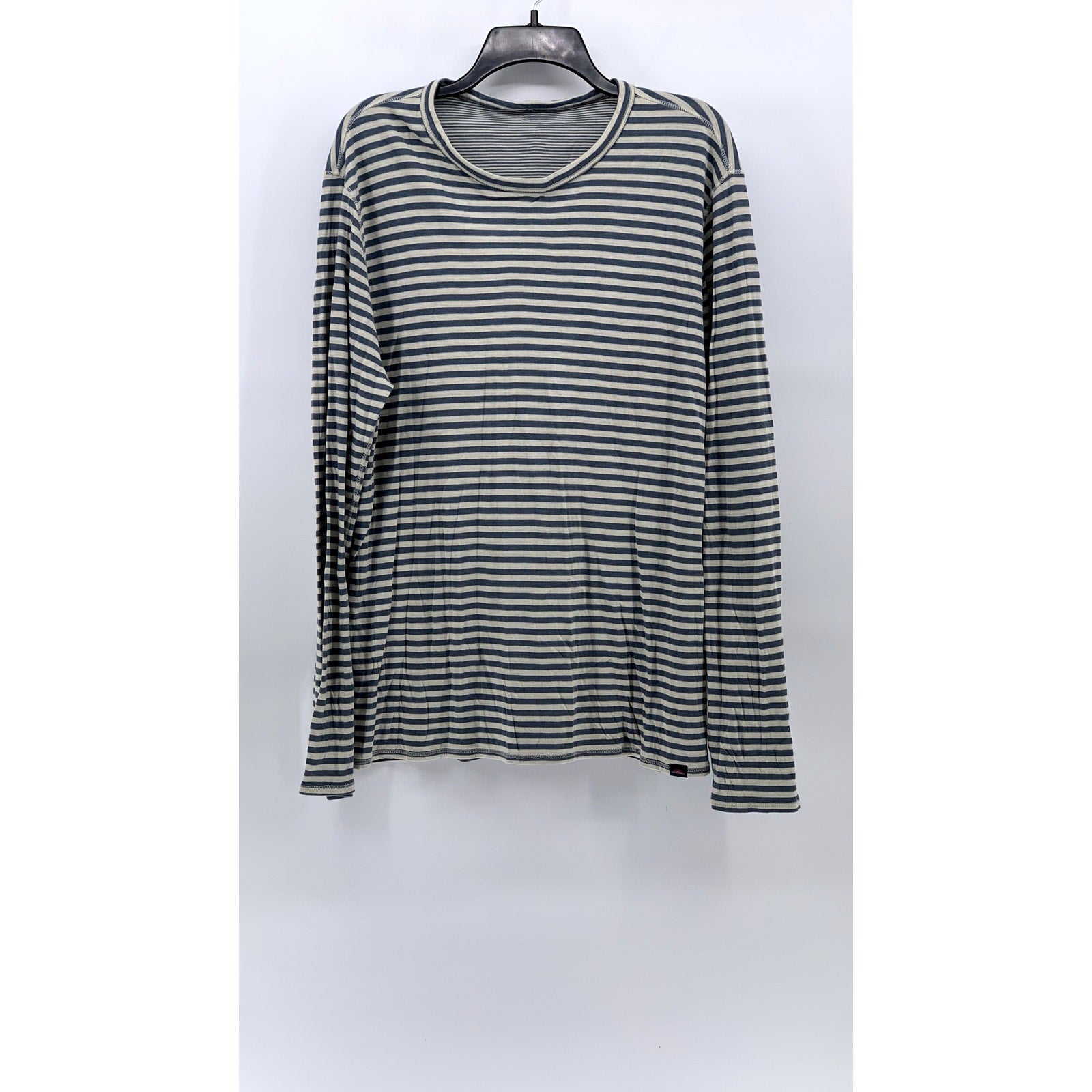 FARHERTY CLOUD Men's Gray-White Striped Scoop-Neck Long Sleeve Casual Top SZ L