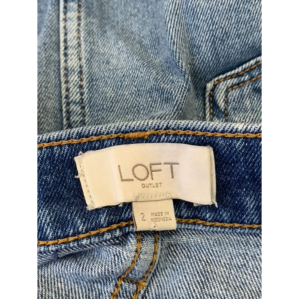 LOFT OUTLET Women's Blue Denim A-Line Five-Pocket Mini Skirt SZ 2