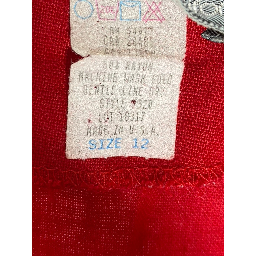 CAROL ANDERSON Women's Vintage Red Linen-Blend V-Neck Button-Up Top SZ 12