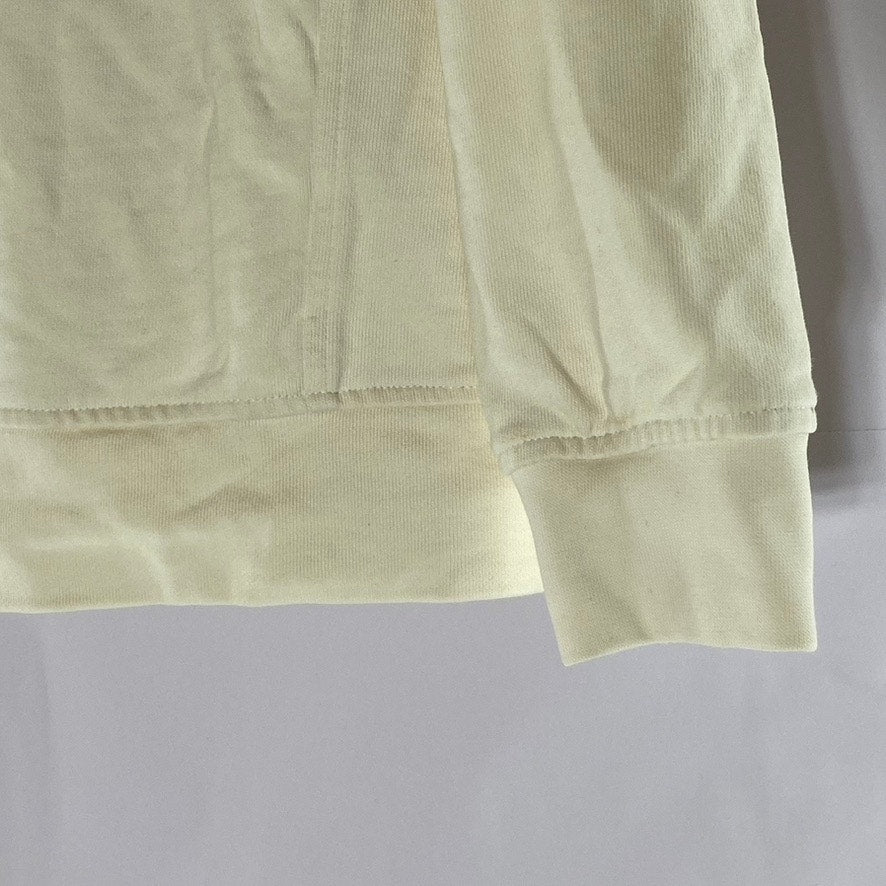 BATELA SEA STYLE Women's Cream Snap-Button Patch Logo Hooded Sweater SZ 8